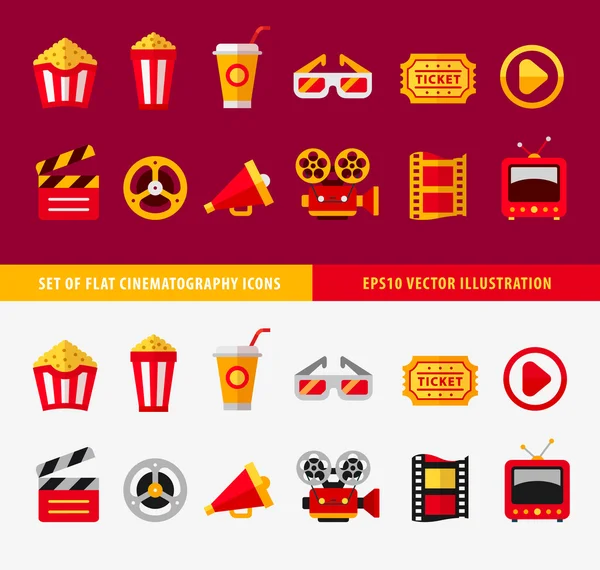 Set of flat cinema icons for online — Stock Vector