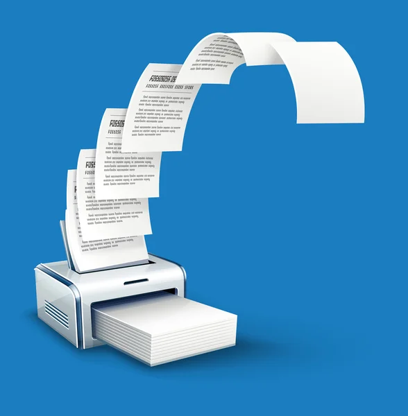 Tiskárna tisk kopie textu na papír s copyspace — Stockový vektor