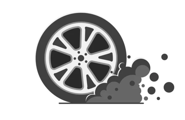 Rally sport car wheel tire with smoke vector icon. Illustration. — Stock Photo, Image