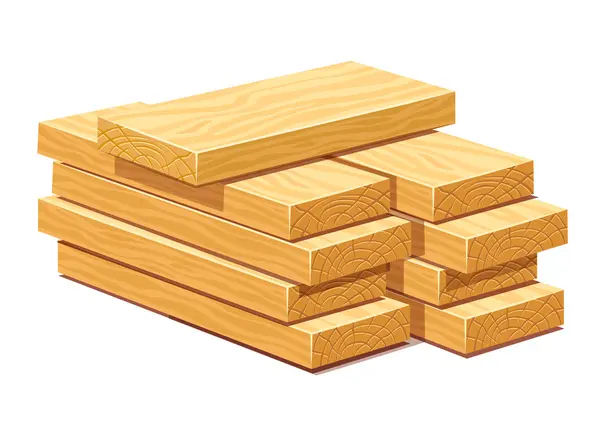 Pila de tablones de madera de madera — Vector de stock