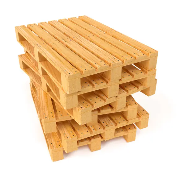 Wooden pallets in pile isolated on white background — Stock Photo, Image
