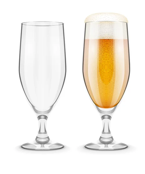 Bier met schuim in glas goblet voor pub drinken — Stockvector