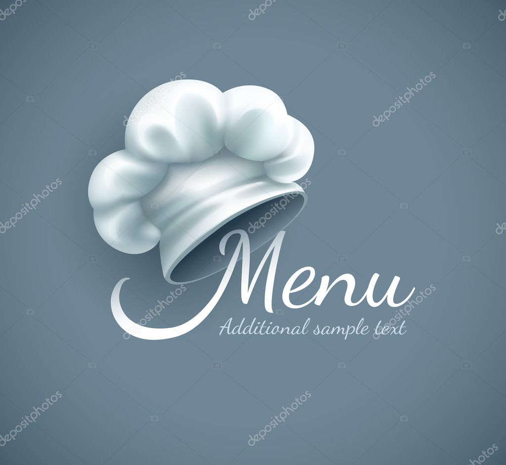 Menu logo with chef cap. Eps10 vector illustration. Gradient mesh used