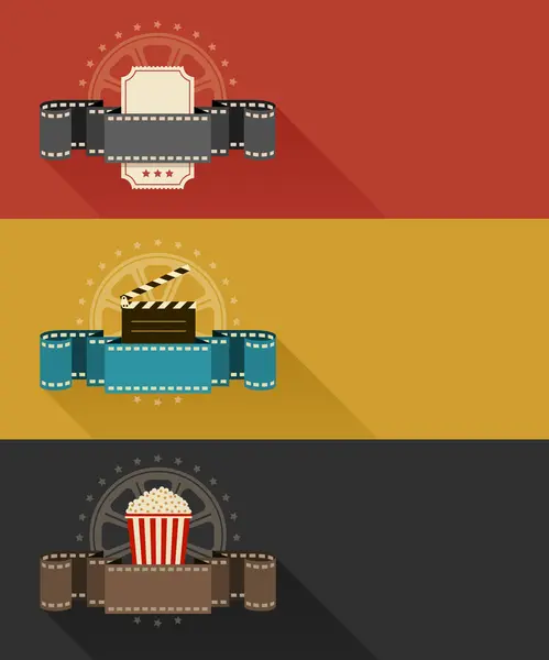 Retro-Film Theater Plakate flache Bauform — Stockvektor