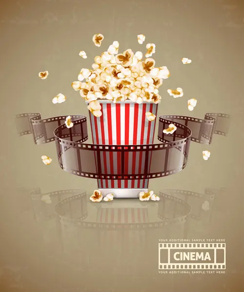 Skákání popcorn a film filmové pásky — Stockový vektor