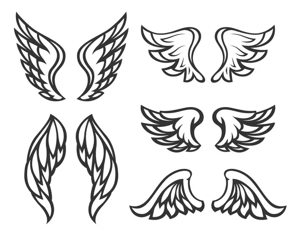设置的翅膀纹身 — 图库矢量图片#