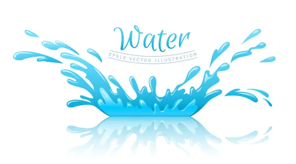 Water splash zwembad met druppels en reflectie — Stockvector