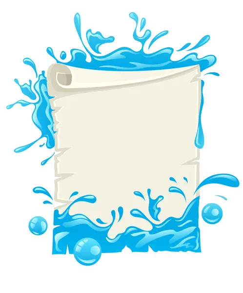 Su sıçraması ile kağıt boş şablon afiş — Stok Vektör