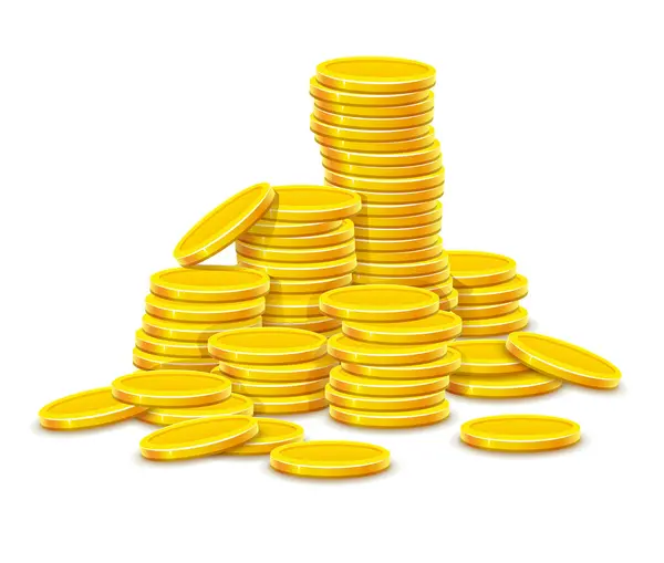Monedas de oro en efectivo dinero en rouleau de colina — Archivo Imágenes Vectoriales