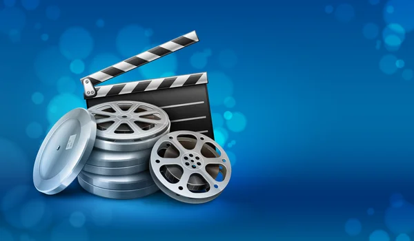Yönetim clapper Sinematografi ile film film diskler — Stok Vektör
