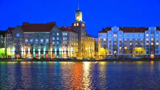 Paisagem noturna de Helsinque, Finlândia — Vídeo de Stock