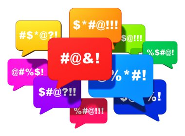 Color speech bubbles with censored swearing words clipart