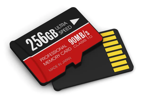 Tarjetas de memoria flash MicroSD de alta velocidad de 256 GB — Foto de Stock