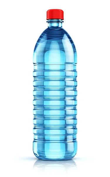 Blauwe plastic drankje waterfles — Stockfoto