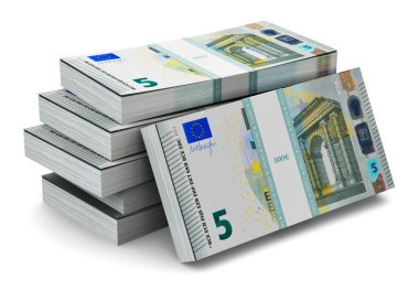 5 euro banknot yığınları