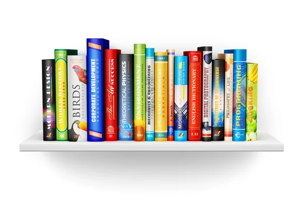 Renk ciltli kitaplar ile Bookshelf — Stok fotoğraf