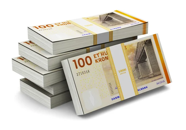Stacks of 100 Danish krones — Stock Photo, Image