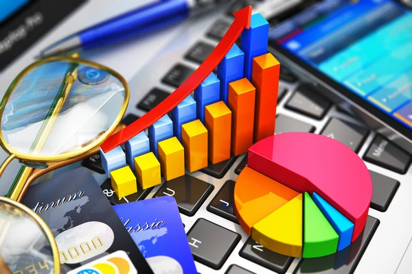 Werk van de zakelijke en financiële analyse concept — Stockfoto