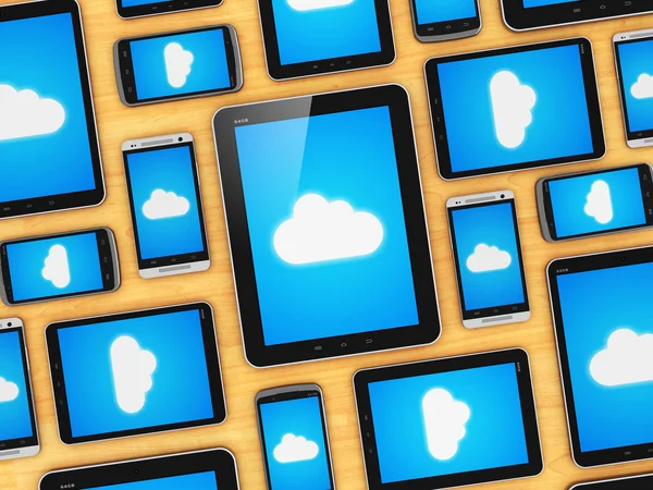 Cloud computing su dispositivi mobili concetto — Foto Stock