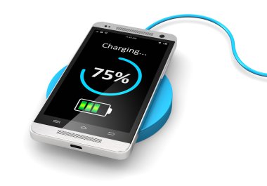 Wireless charging of smartphone clipart