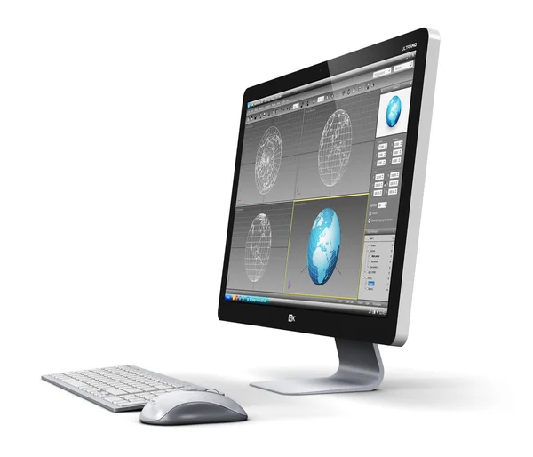Professioneller Desktop-Computer-Arbeitsplatz — Stockfoto