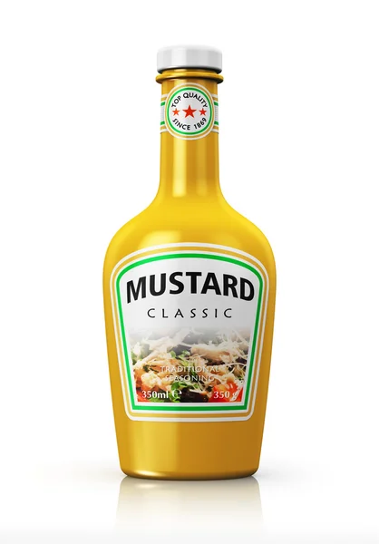 Bottle with yellow mustard — Stock Photo, Image