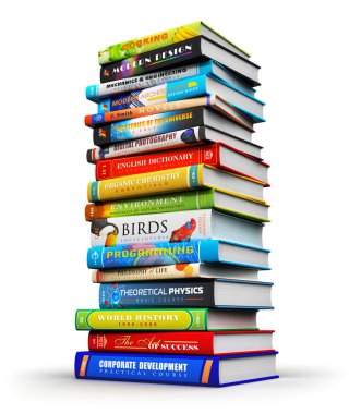 Büyük renk ciltli kitap yığını