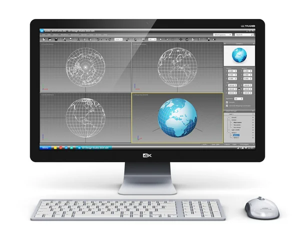 Professioneller Desktop-Computer-Arbeitsplatz — Stockfoto