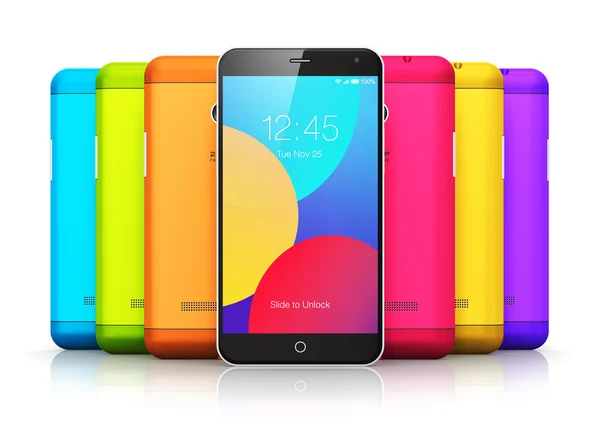 Smartphones con tapa trasera de color — Foto de Stock