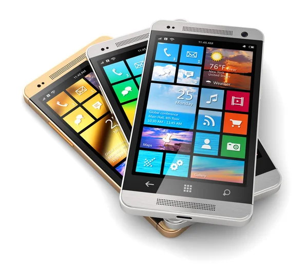 Smartphones touchscreen modernos — Fotografia de Stock