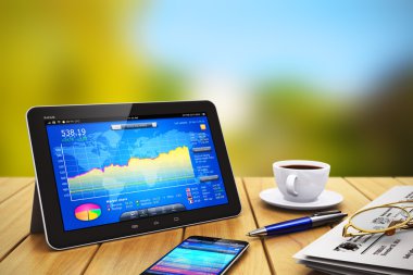 Tablet bilgisayar, akıllı telefon ve diğer iş nesneler üzerinde ahşap