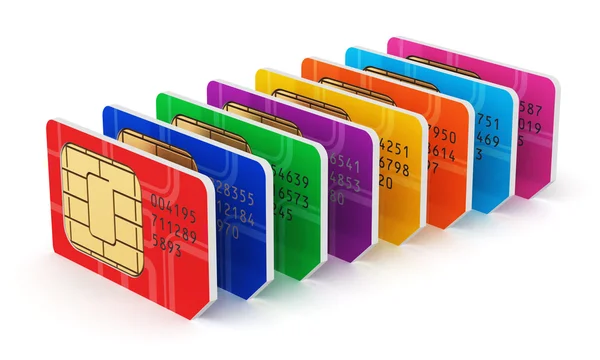 Група кольорових SIM-карт — стокове фото