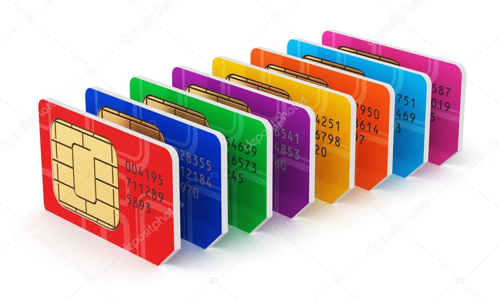 Group of color SIM cards