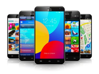 Collection of modern touchscreen smartphones clipart