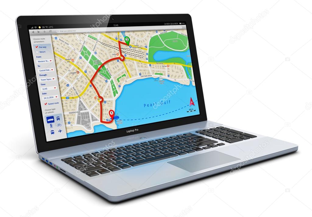 GPS navigation on laptop
