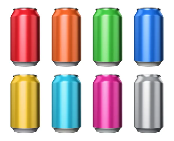 Set de latas de color metal para bebidas — Foto de Stock