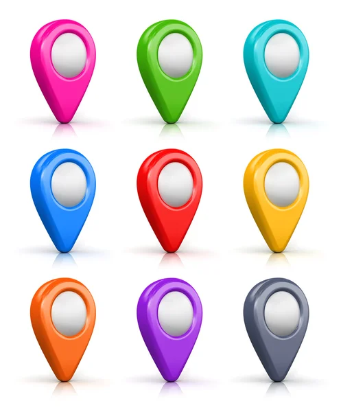 Set di indicatori di posizione mappa a colori — Foto Stock