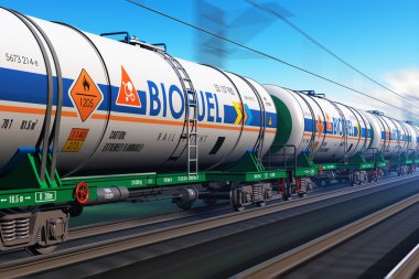 Freight train with biofuel tankcars clipart