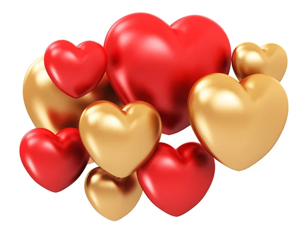 Red and golden hearts — Stock Photo, Image