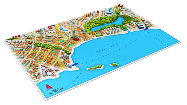 Mappa 3D della città — Foto Stock