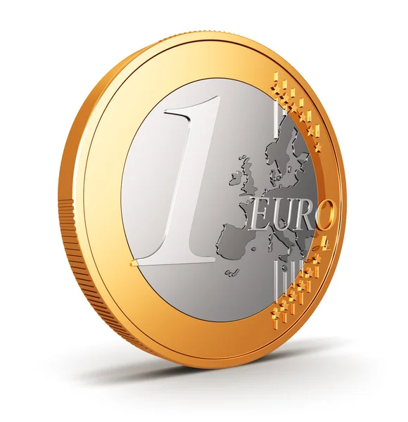 Κέρμα του ενός ευρώ απομονωθεί σε λευκό — Φωτογραφία Αρχείου