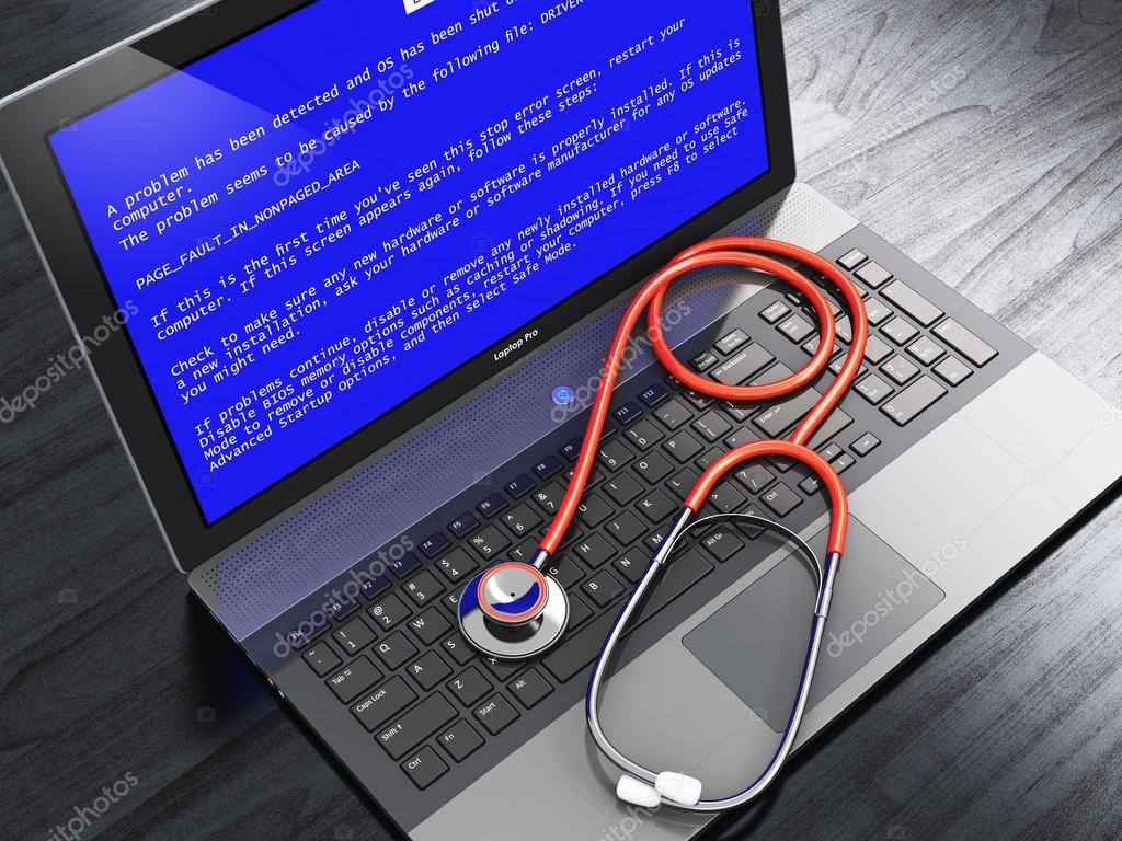 cigaret Afvise Geologi Laptop with blue error screen and stethoscope Stock Photo by ©scanrail  62849455