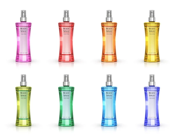 Conjunto de botellas de perfume de color —  Fotos de Stock