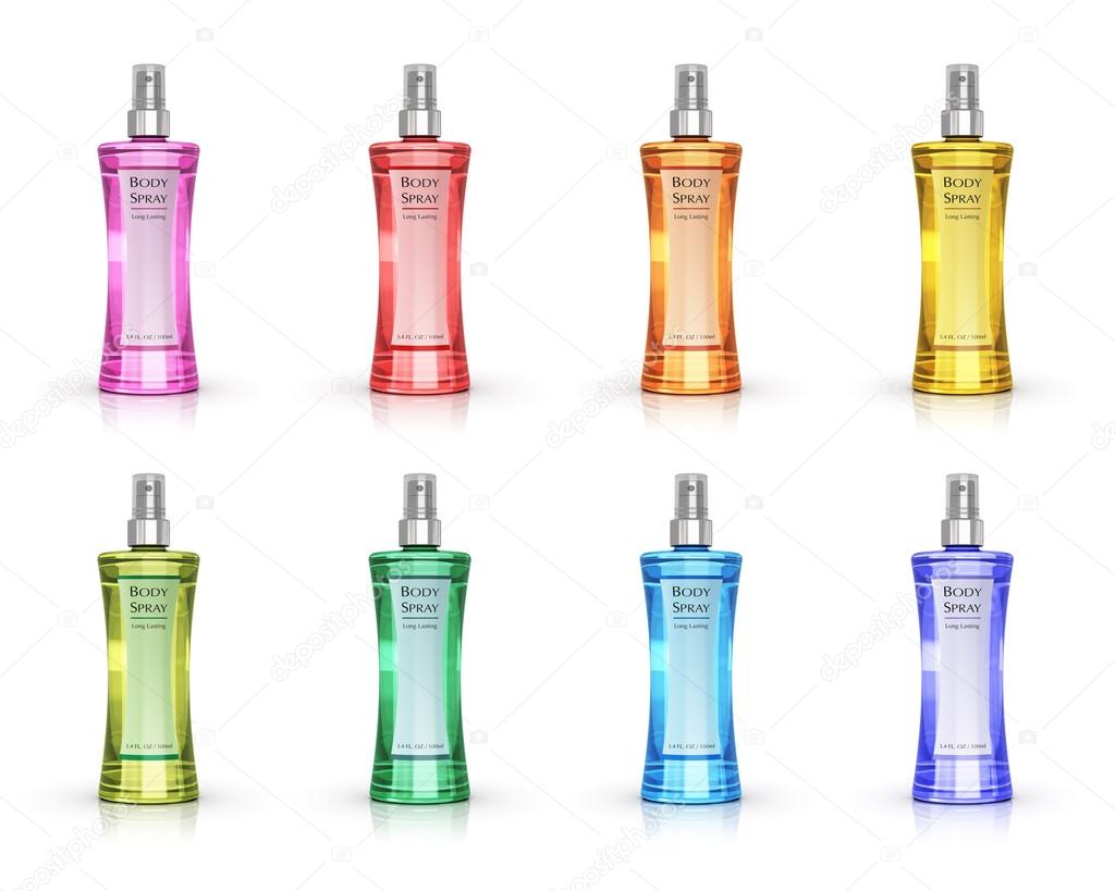 Set of color perfume bottles