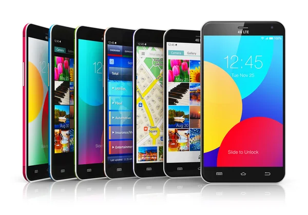 Coleção de smartphones touchscreen modernos — Fotografia de Stock
