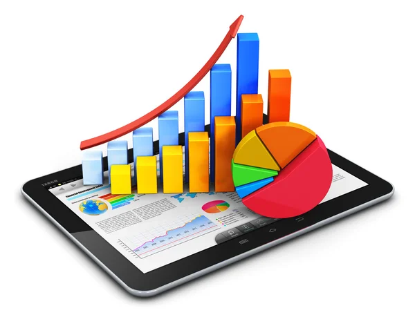 Conceito de finanças móveis, contabilidade e estatísticas — Fotografia de Stock