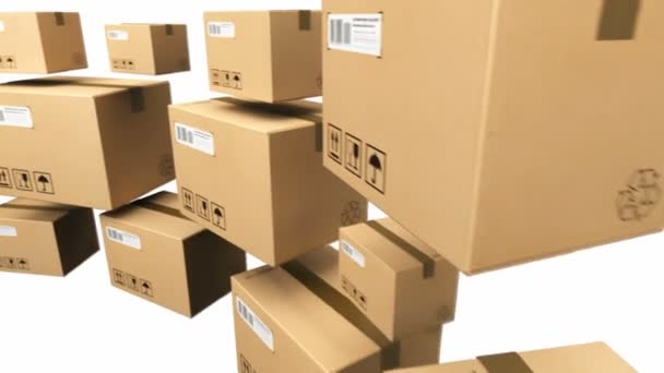 Cajas de cartón móvil — Vídeos de Stock