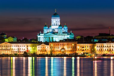Night scenery of the Old Town in Helsinki, Finland clipart