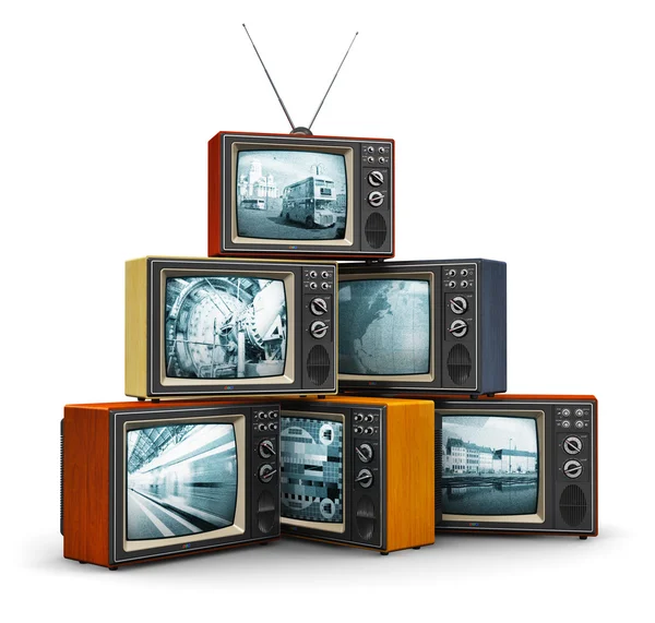 Stack av gamla tv — Stockfoto