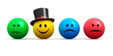 Dört farklı ruh halleri ile emoticons